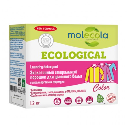 Molecola Порошок стиральный Для цветного белья с растительными энзимами, 1,2 кг
