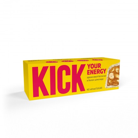 Kick Батончик арахис в белом шоколаде, 45 гр